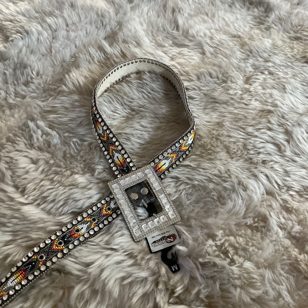 NWT Nocona brand all leather and crystal western belt